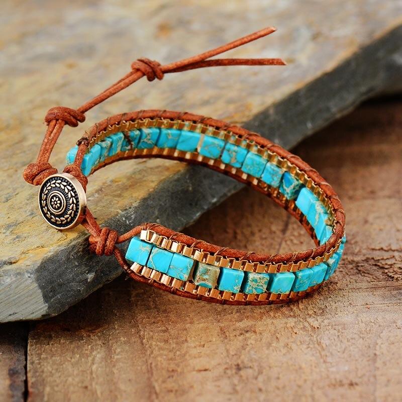 Türkis Jaspis Ocean - Wickelarmband - LAMIVA.de - Yoga Schmuck - Spiritualität