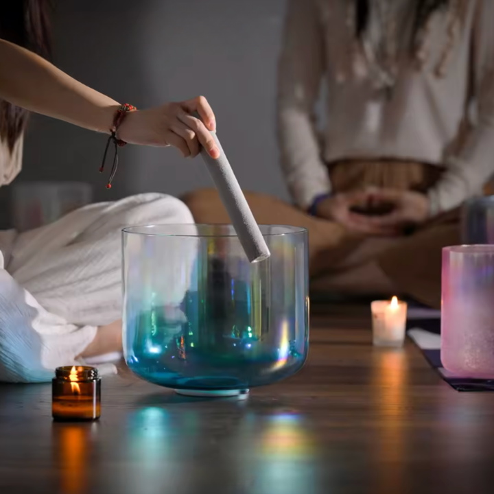 Kristall-Klangschale aus Quartz "Blue Oasis“