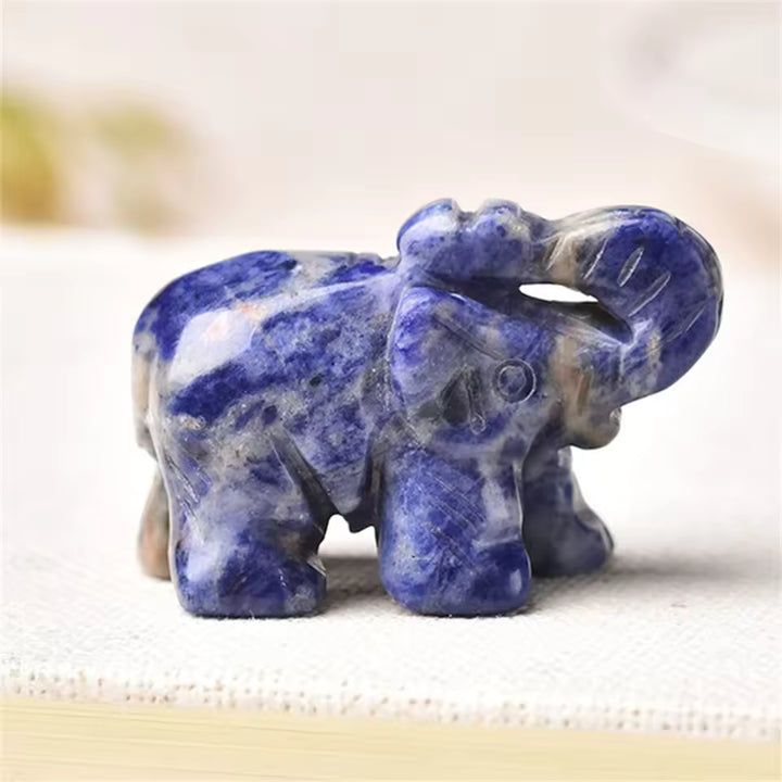 Elefant Figur "Hüter der Weisheit" aus Tigerauge oder Obsidian