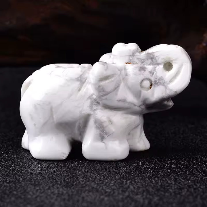 Elefant Figur "Hüter der Weisheit" aus Tigerauge oder Obsidian