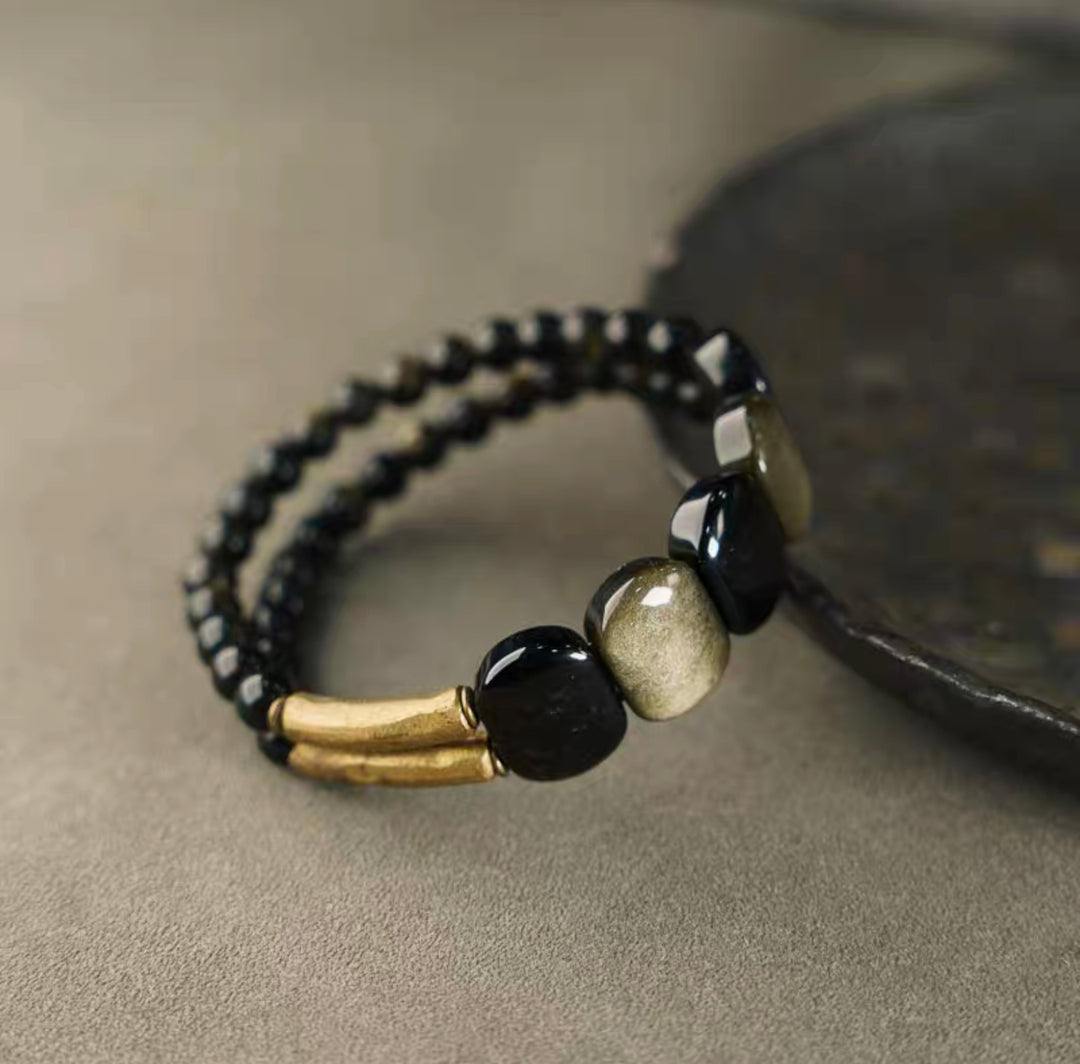 Oval Golden Obsidian - Armband