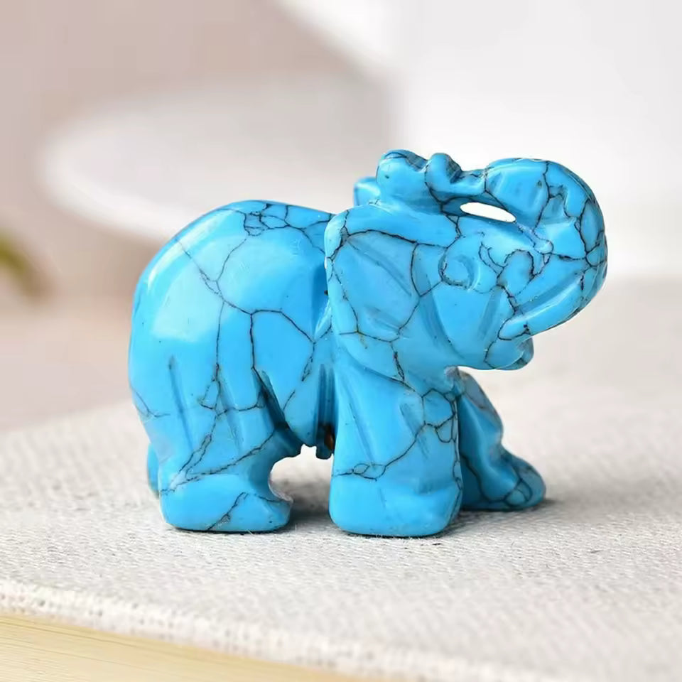 Elefant Figur "Hüter der Weisheit" aus Tigerauge oder Obsidian