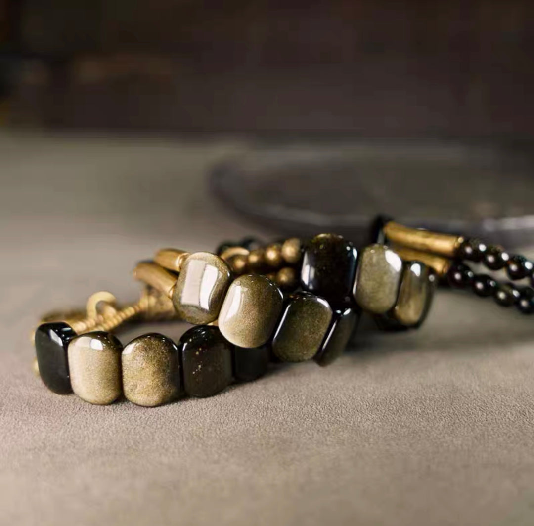 Oval Golden Obsidian - Armband