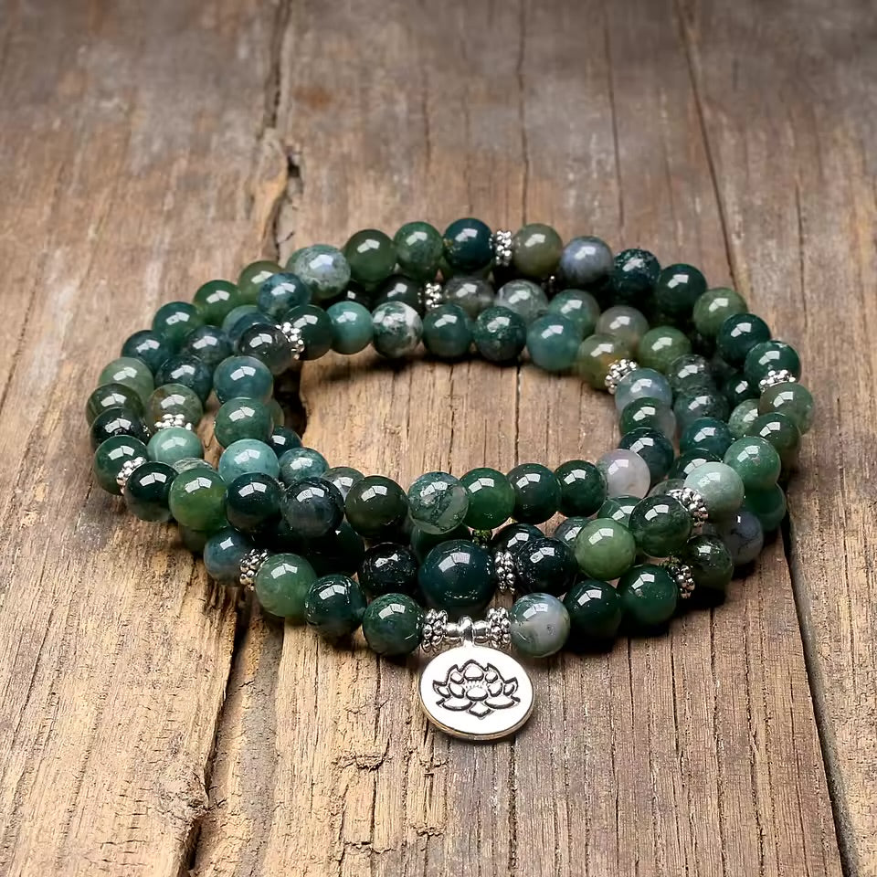 Natural Green Achat - Mala Kette