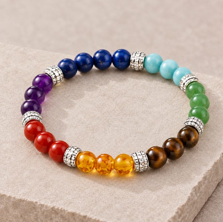 7 Chakra Naturstein - Armband