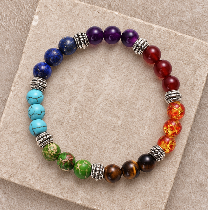 7 Chakra Naturstein - Armband