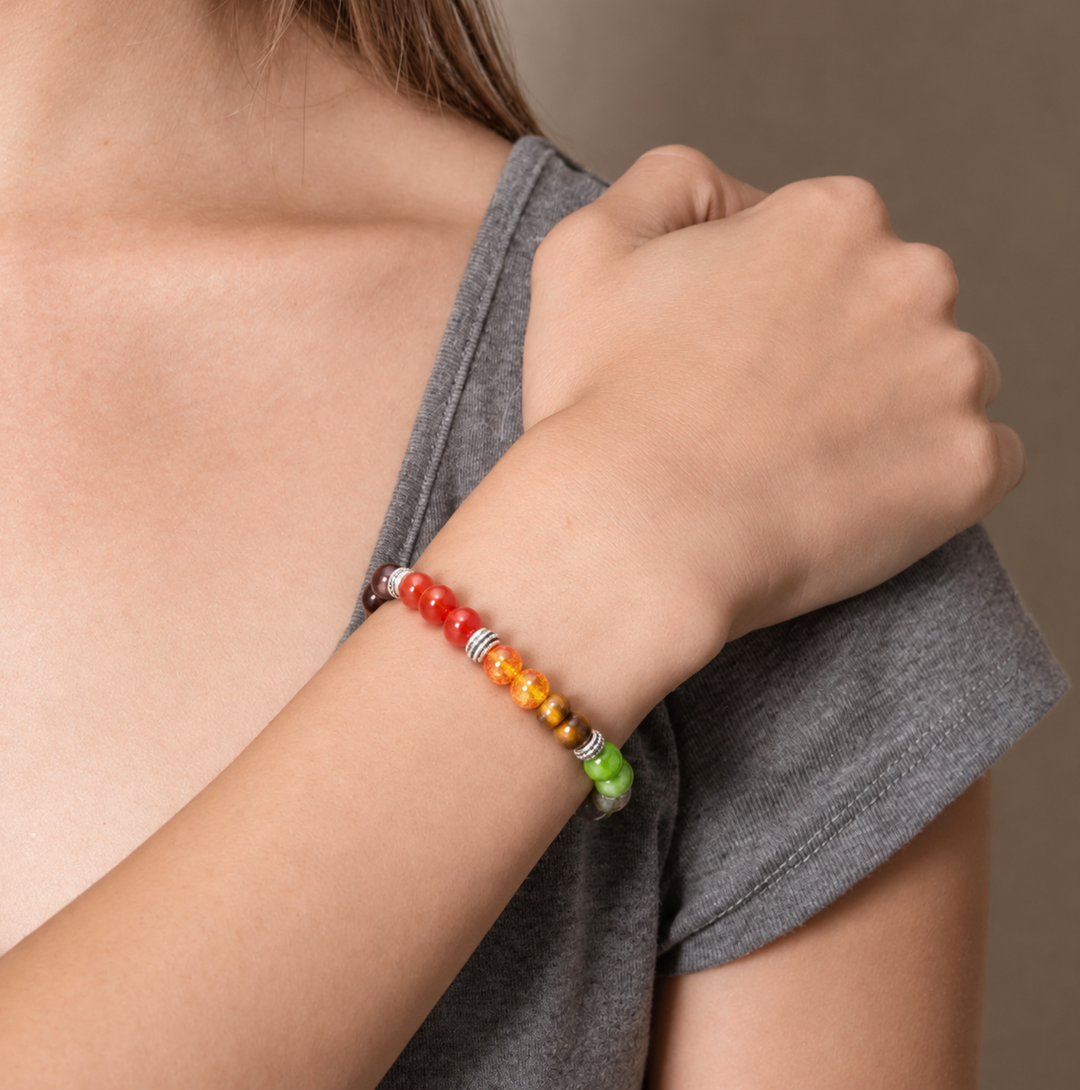7 Chakra Naturstein - Armband