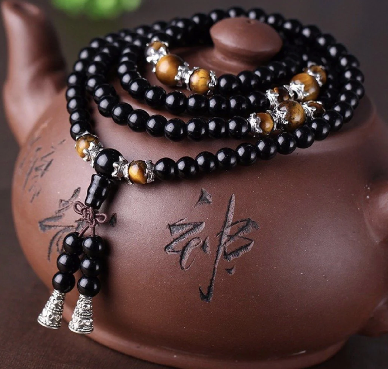 Buddhist Obsidian - Kette