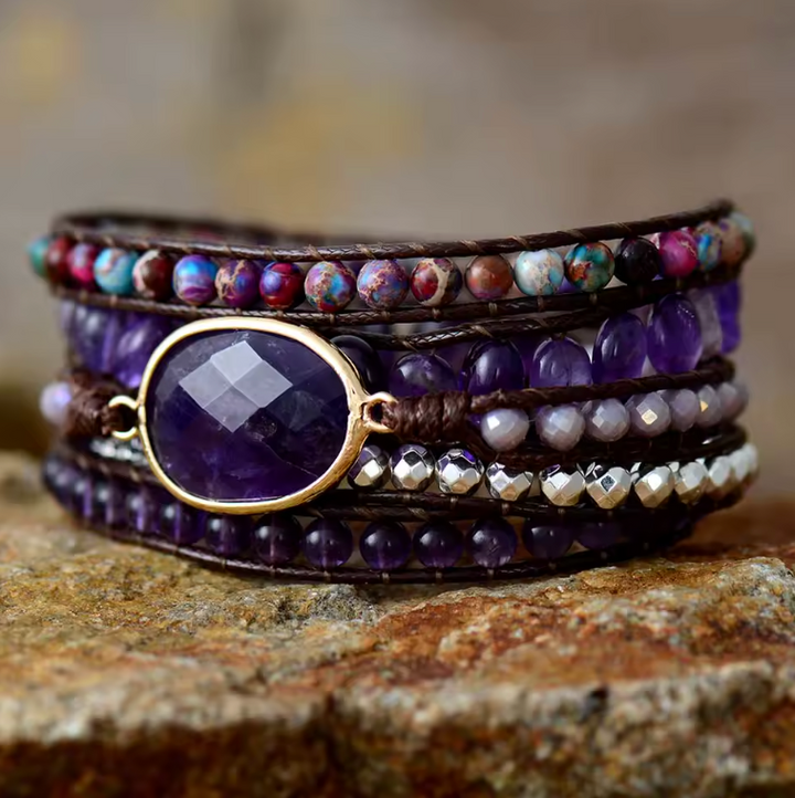 Golden Amethyst - Wickelarmband