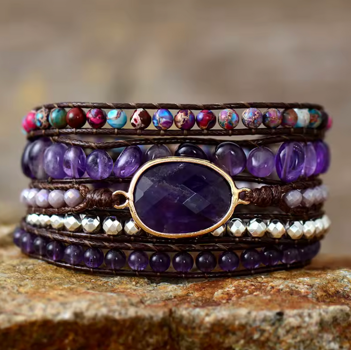 Golden Amethyst - Wickelarmband