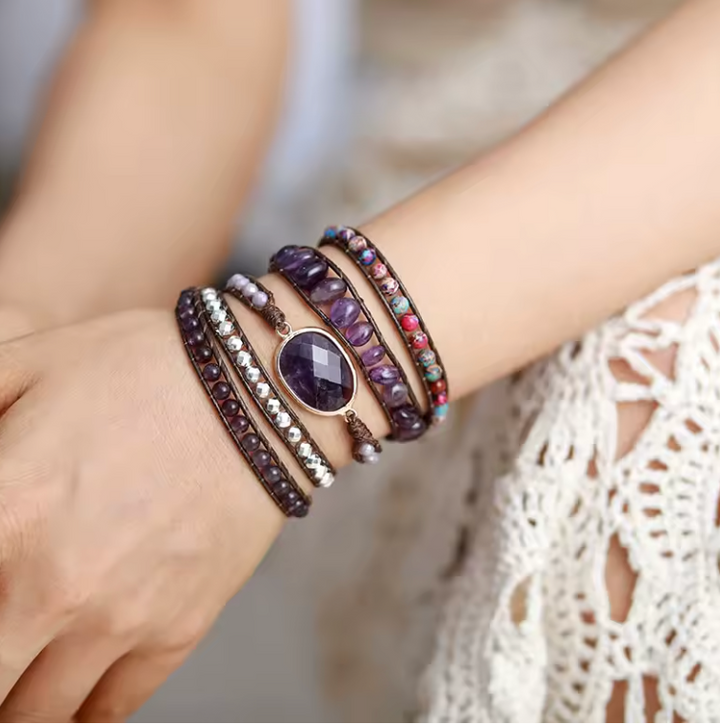 Golden Amethyst - Wickelarmband