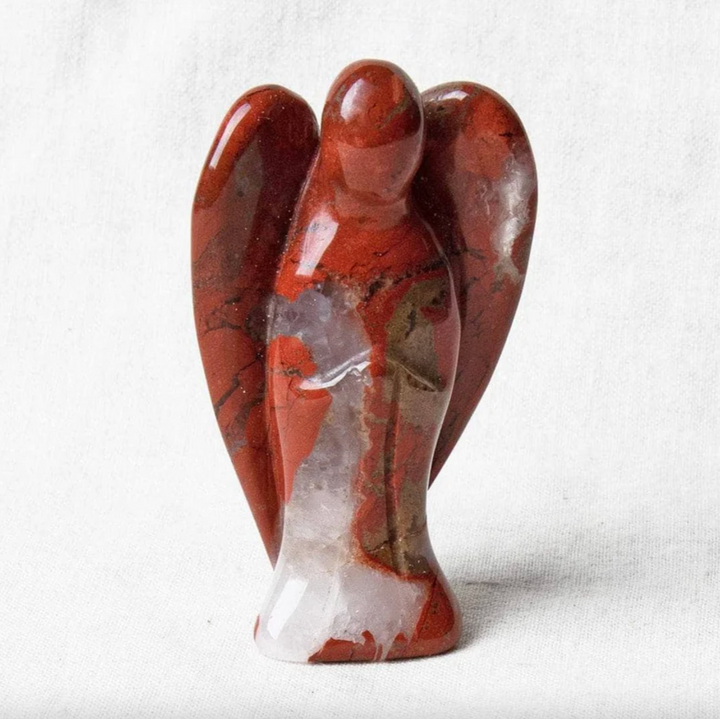 Schutzengel-Figur aus Rotem Jaspis