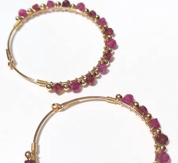 Granat Hoop - Ohrringe