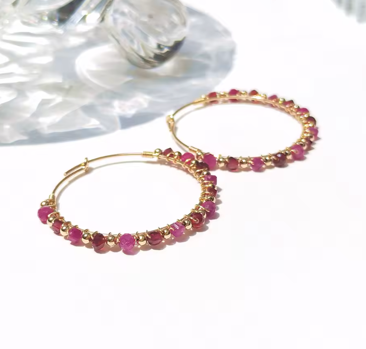 Granat Hoop - Ohrringe