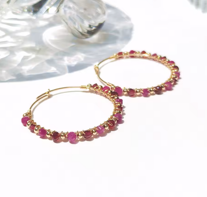 Granat Hoop - Ohrringe