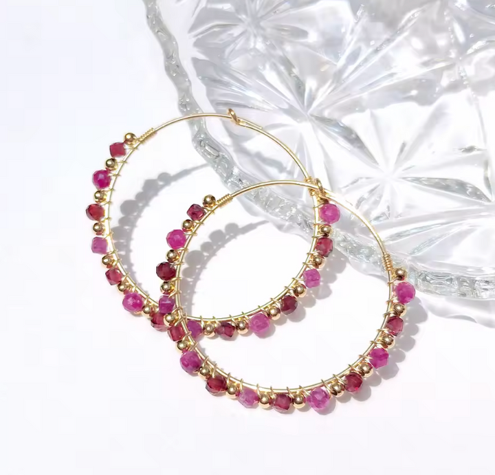 Granat Hoop - Ohrringe