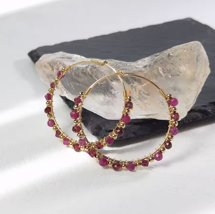 Granat Hoop - Ohrringe