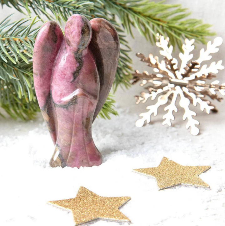 Schutzengel-Figur aus Rhodonit