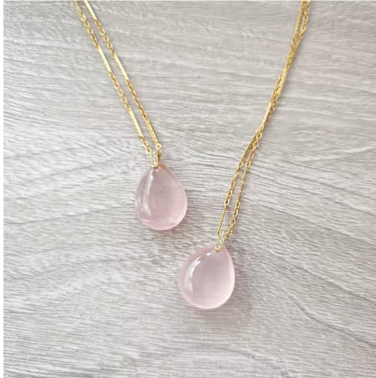 Rosenquarz Aurora - Halskette