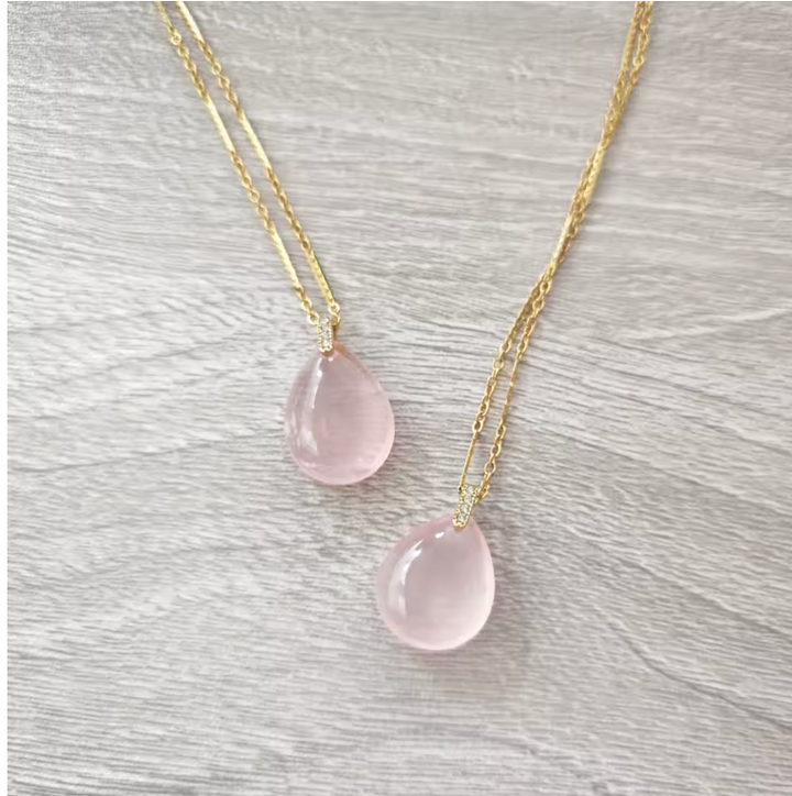 Rosenquarz Aurora - Halskette