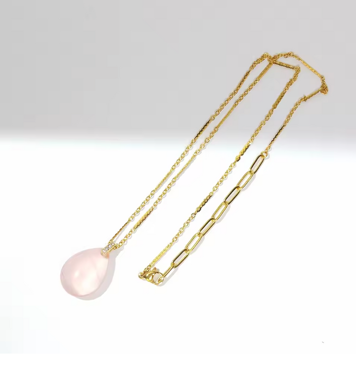 Rosenquarz Aurora - Halskette