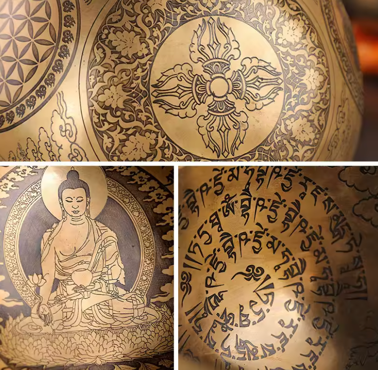 Tibetische Buddha-Mantra Klangschale „Golden Serenity“