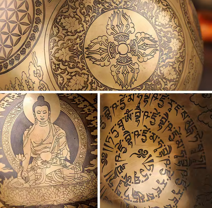 Tibetische Buddha-Mantra Klangschale „Golden Serenity“