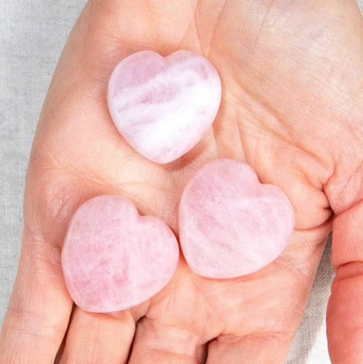 Edelstein Herz-Set aus Rosenquarz