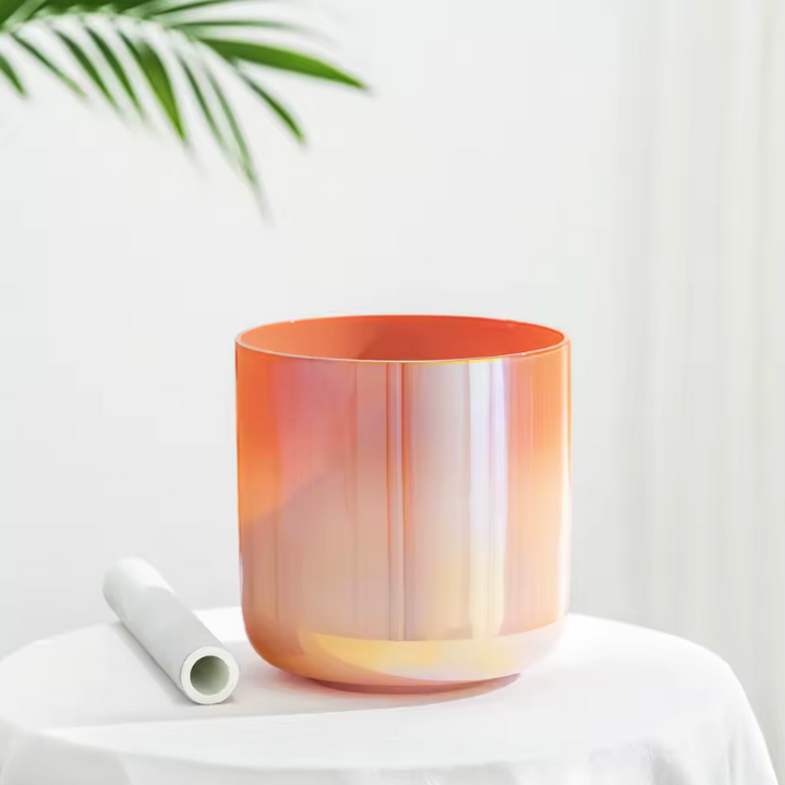 Kristall-Klangschale aus Quartz "Orange Aura"