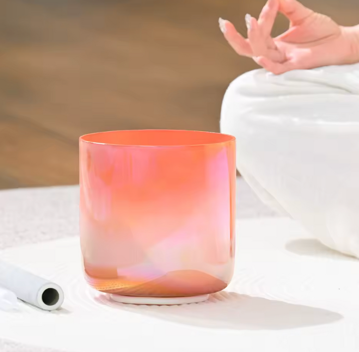 Kristall-Klangschale aus Quartz "Orange Aura"