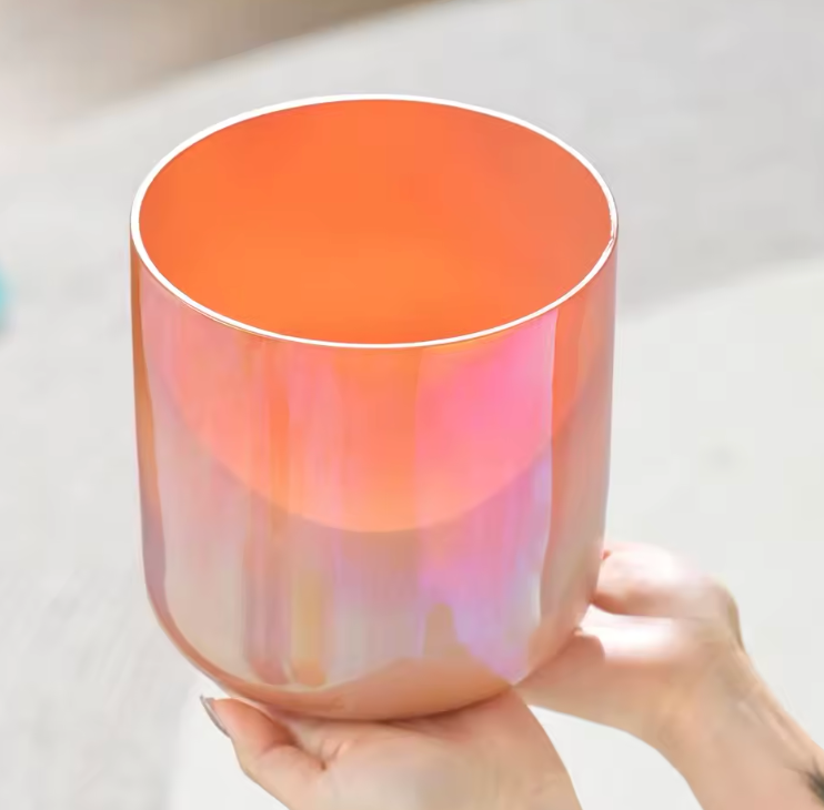 Kristall-Klangschale aus Quartz "Orange Aura"