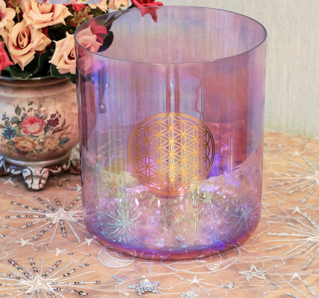 Kristall-Klangschale aus Quarz „Violet Flower“