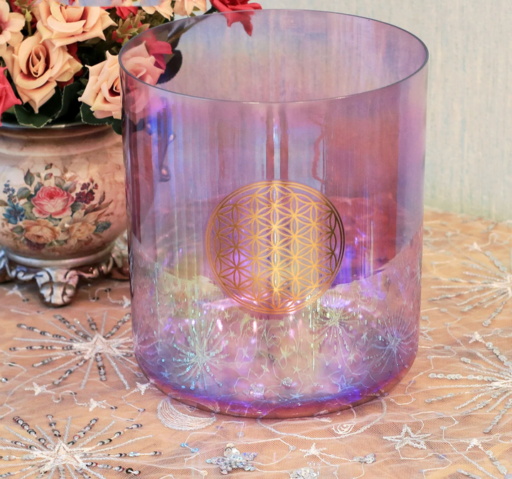 Kristall-Klangschale aus Quarz „Violet Flower“