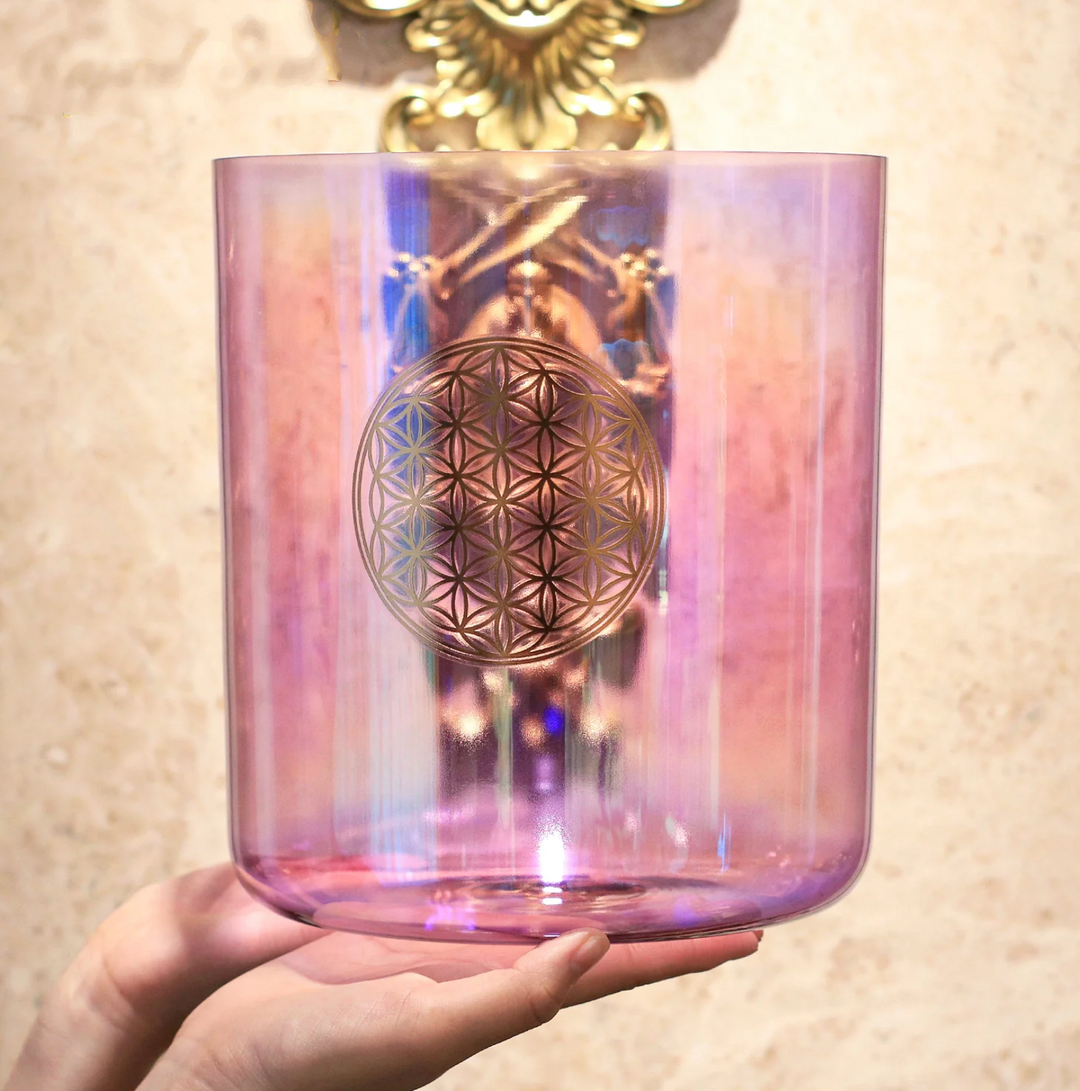 Kristall-Klangschale aus Quarz „Violet Flower“