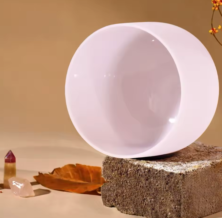 Kristall-Klangschale aus Rosenquarz – Rose Fusion