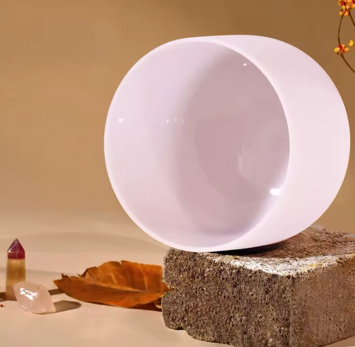 Kristall-Klangschale aus Rosenquarz – Rose Fusion