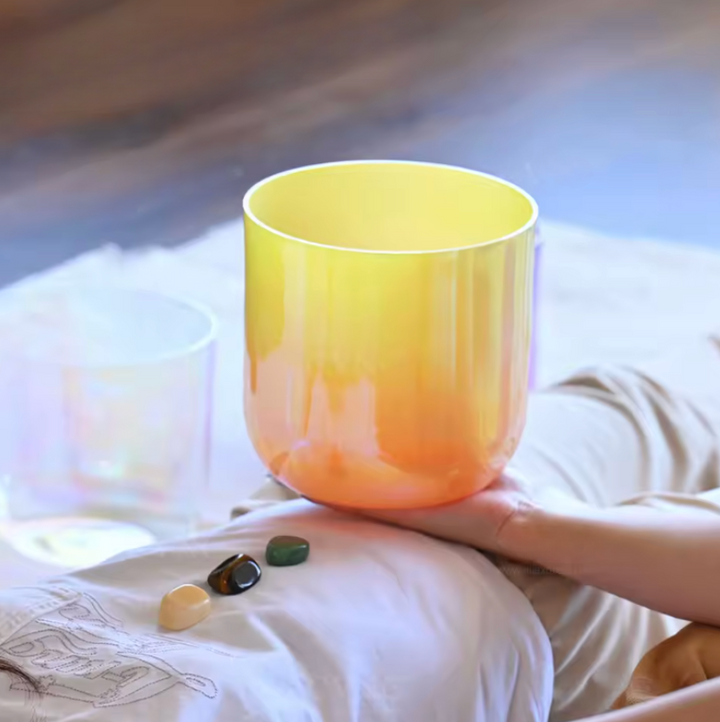 Kristall-Klangschale aus Quartz "Golden Sunrise"