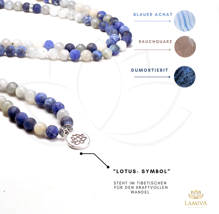 Blaue Achat Mala – Harmonie & Ruhe