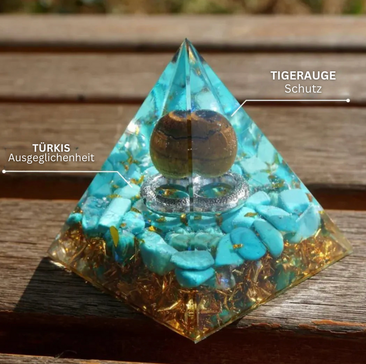 Türkis & Tigerauge - Orgonit Pyramide