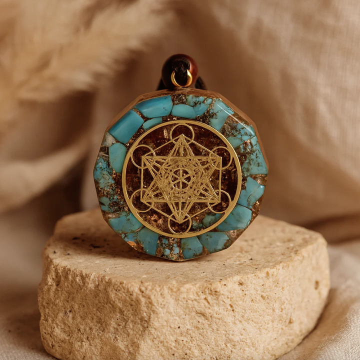 Türkis Granat Orgon Metatron - Kette