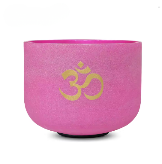 Kristall-Klangschale aus Quartz "Pink OM"
