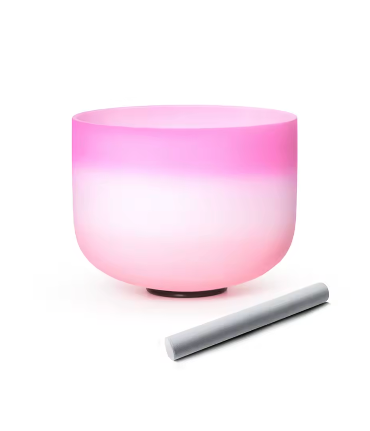 Kristall-Klangschale aus Quartz "Pink Lotus"