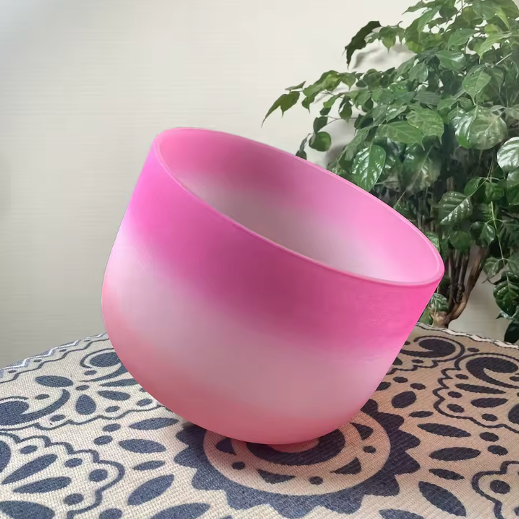 Kristall-Klangschale aus Quartz "Pink Lotus"