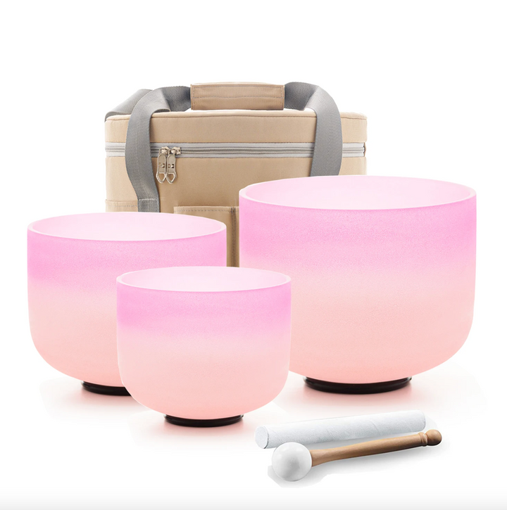 Kristall-Klangschale aus Quartz "Pink Lotus"