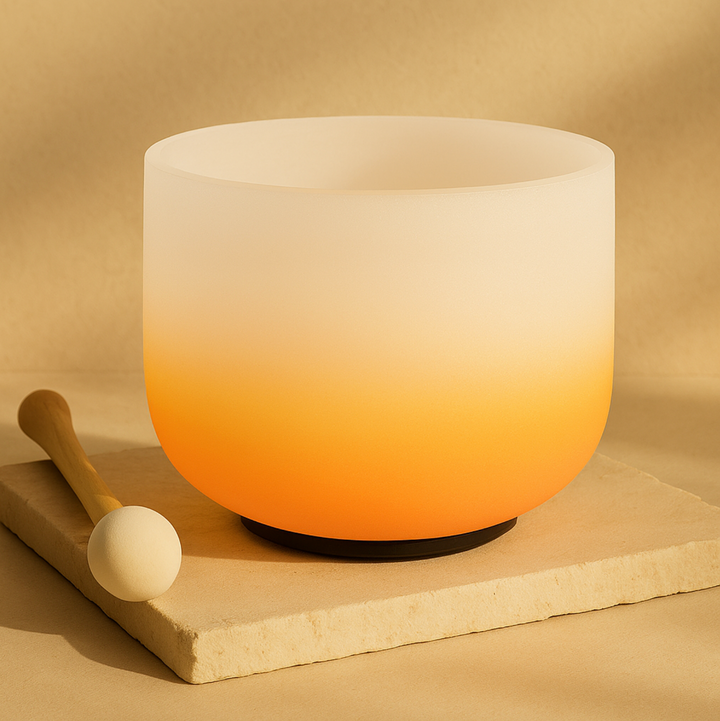 Kristall-Klangschale aus Quartz "Orange Lotus"