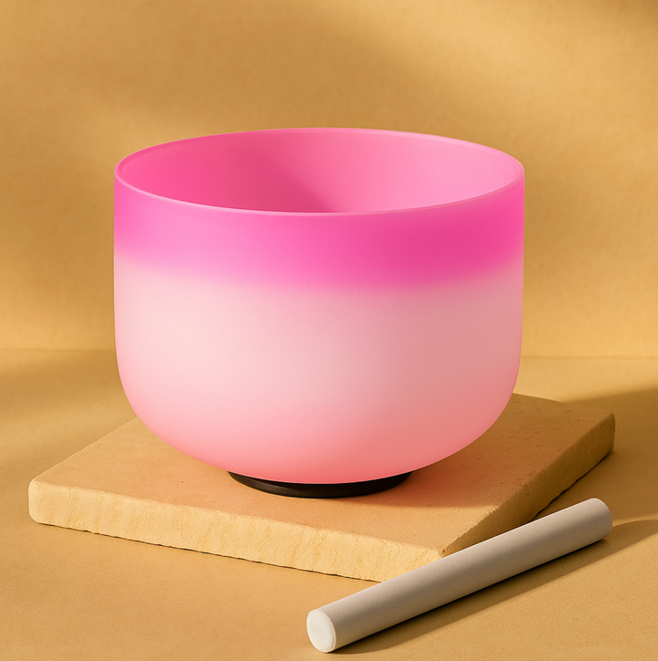Kristall-Klangschale aus Quartz "Pink Lotus"