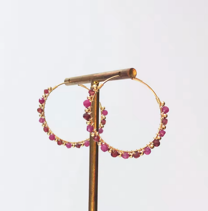 Granat Hoop - Ohrringe