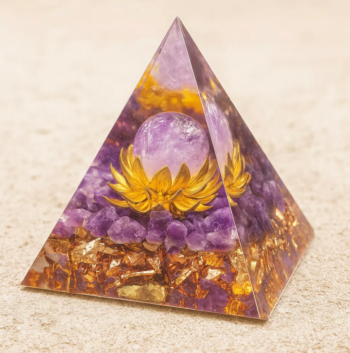 Amethyst Lotus Orgonit Pyramide