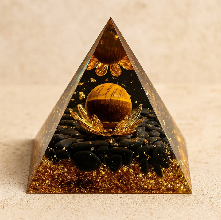 Golden Tigerauge - Orgonit Pyramide