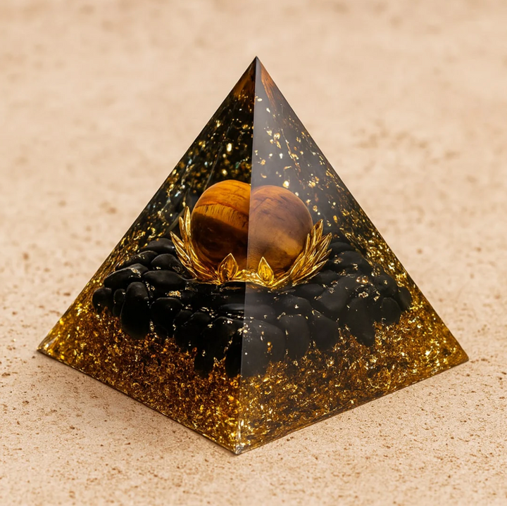 Golden Tigerauge - Orgonit Pyramide